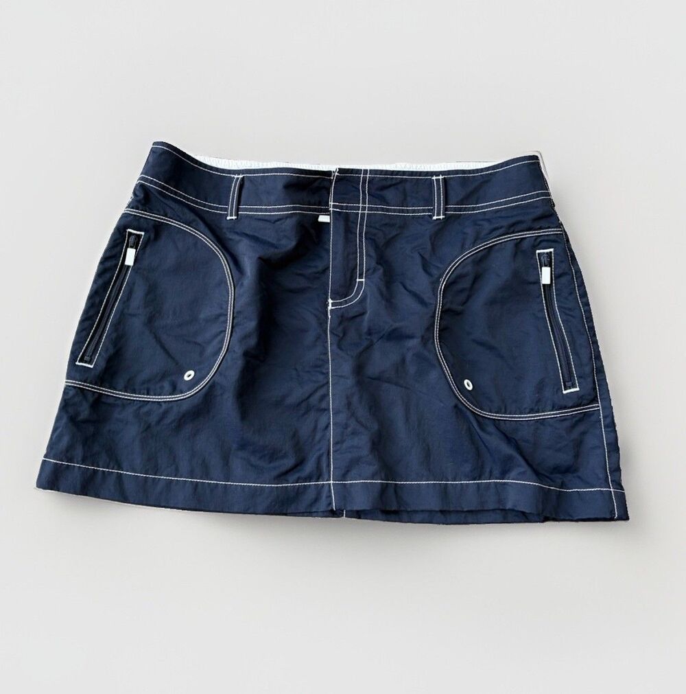 Nautica Swim Skirt Womens Medium M Navy Blue Contrast Stitch Board Pockets